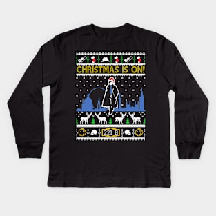 Sherlock Ugly Christmas Sweater. Christmas Is On. Kids Long Sleeve T-Shirt